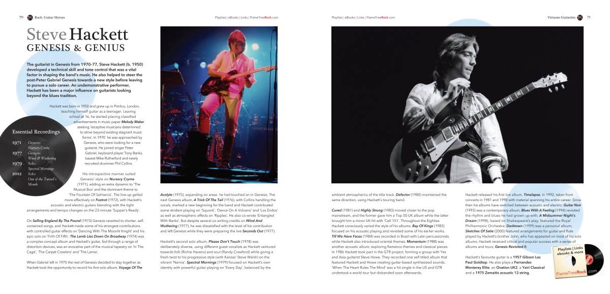 Rock Guitar Heroe inside pages 3, Flame Tree Music, highly illustrated book, classic rock bands, indie and alternative music